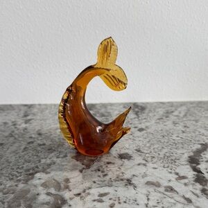 Amber Glass Fish Figurine